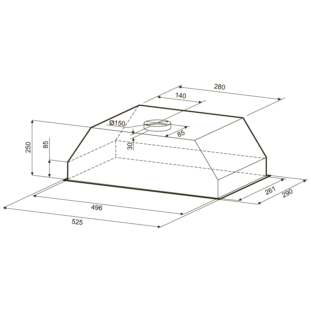 картинка Кухонная вытяжка Krona SVEN 600 black one knob 