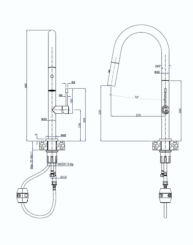 картинка Смеситель Rivelato Asti 3972500 antracite/cromo 