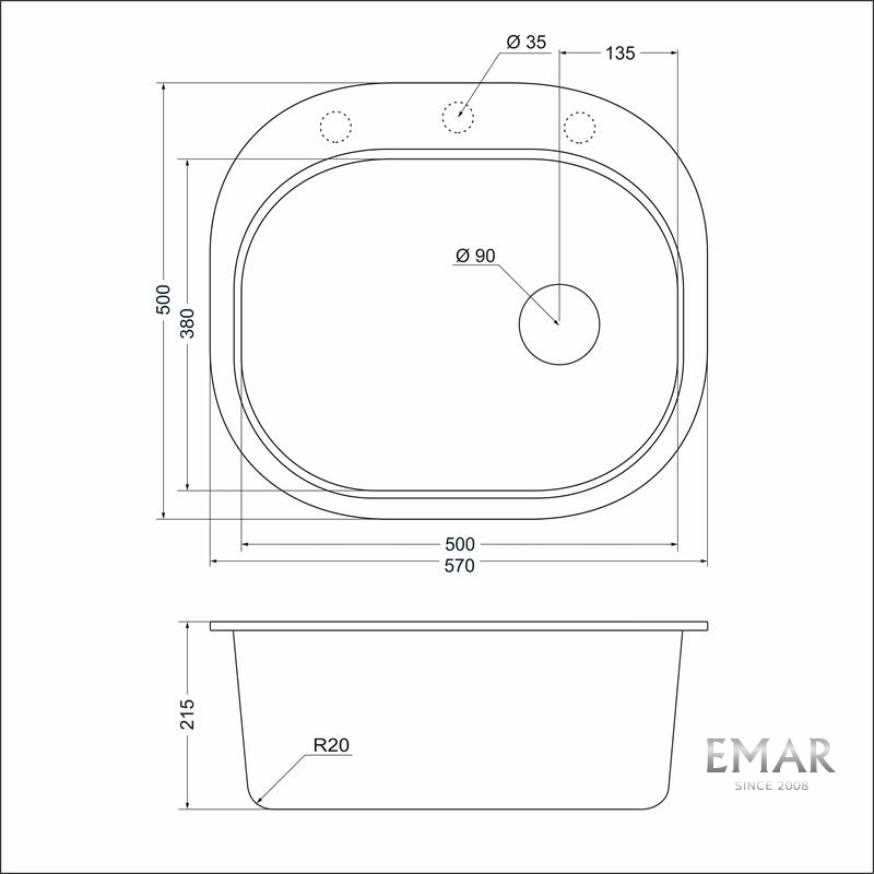 картинка Мойка для кухни Emar EMQ-1570.C  картинка Мойка для кухни Emar EMQ-1570.C