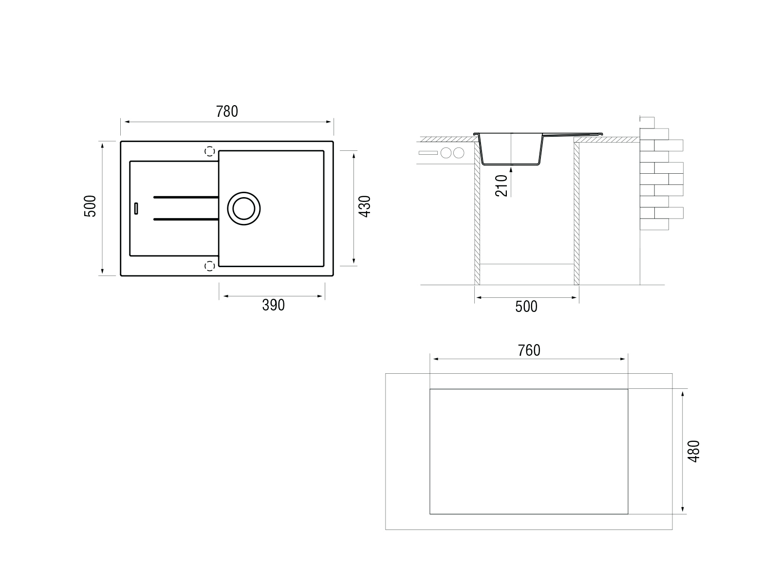 картинка Мойка Longran Amanda AMG780.500 