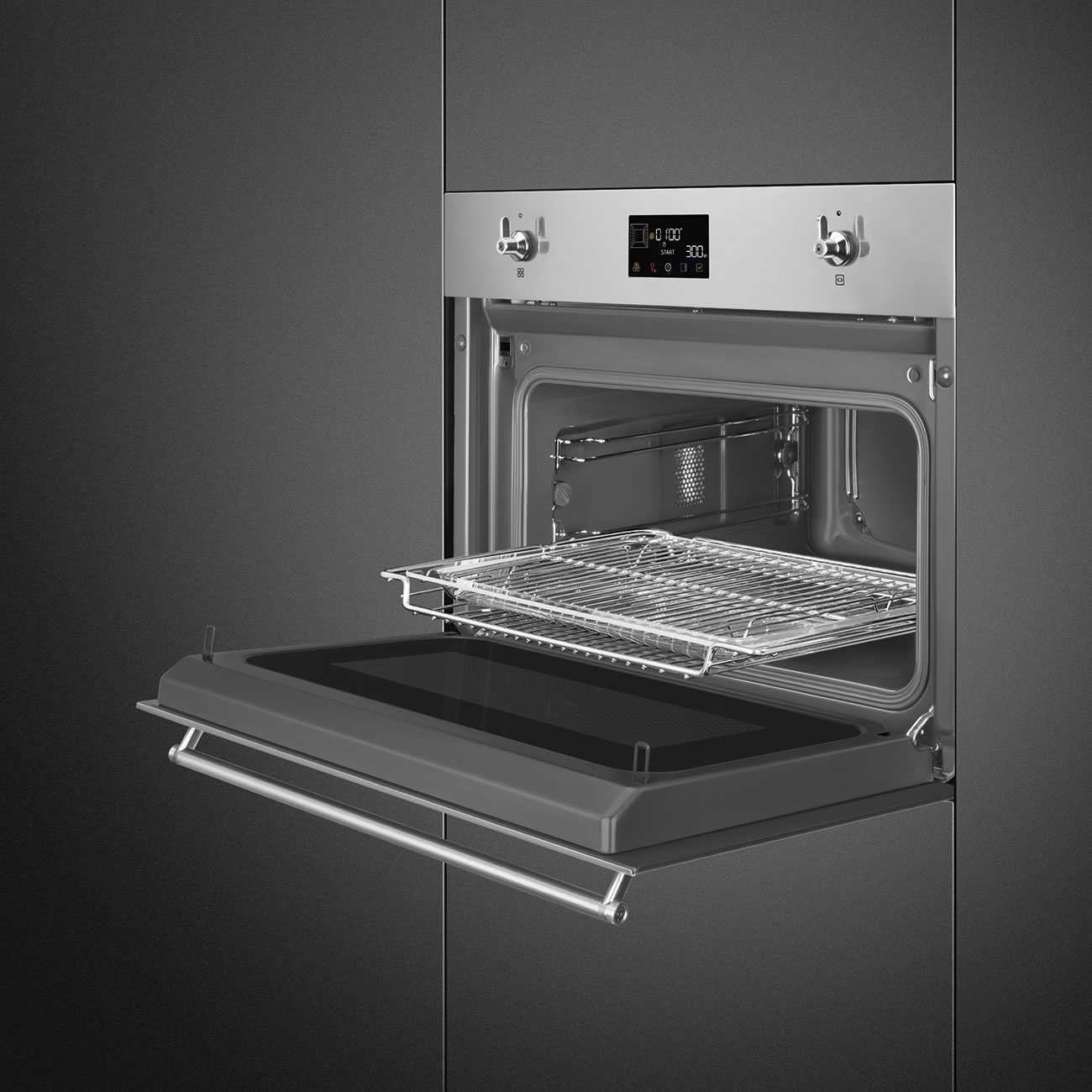 картинка Электрический духовой шкаф с функцией СВЧ Smeg SO4302M1X 