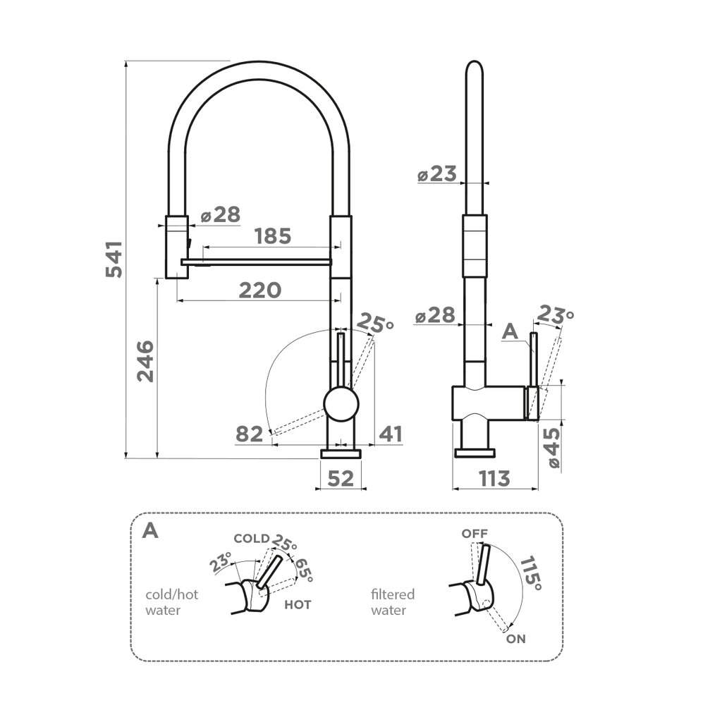 картинка Смеситель Omoikiri Kanto-2 Plus-SB C-WH  картинка Смеситель Omoikiri Kanto-2 Plus-SB C-WH