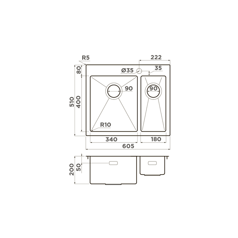 картинка Мойка Omoikiri AKISAME 60-2-IN-L 