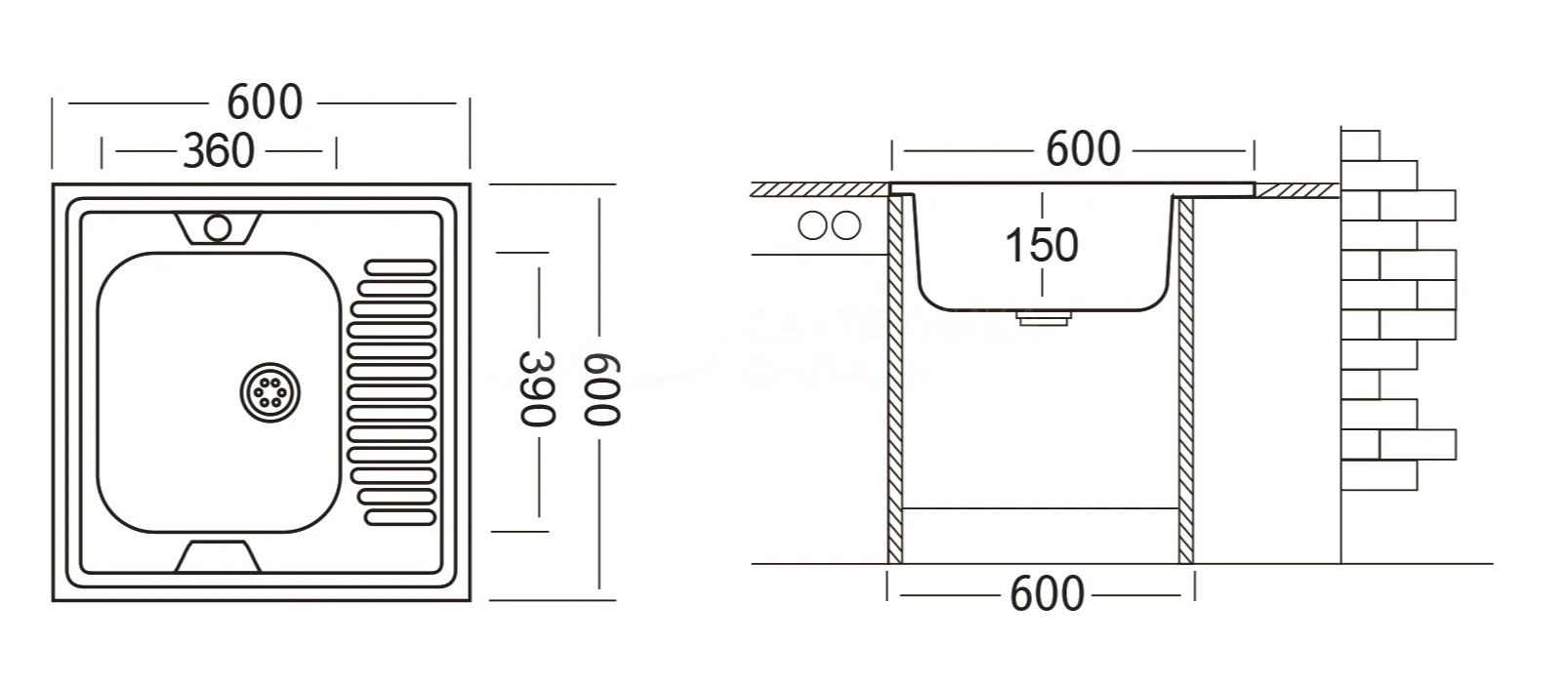 картинка Мойка Ukinox STD600.600 ---5C 0L-  картинка Мойка Ukinox STD600.600 ---5C 0L-