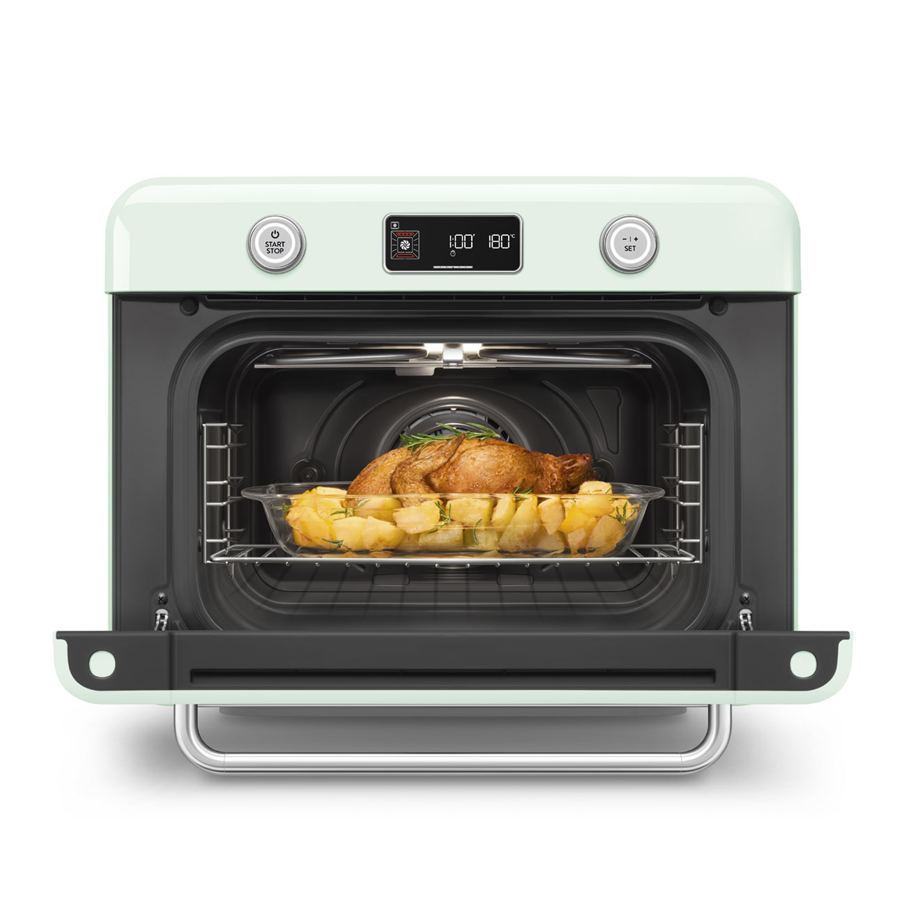 картинка Мини-печь с паром Smeg COF01PGEU постельный зеленый  картинка Мини-печь с паром Smeg COF01PGEU постельный зеленый