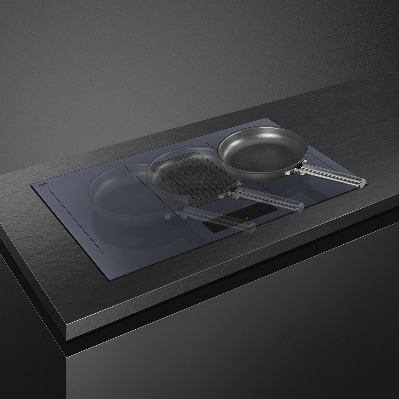 картинка Варочная панель с вытяжкой Smeg HOBD182DG Neptune Grey   картинка Варочная панель с вытяжкой Smeg HOBD182DG Neptune Grey