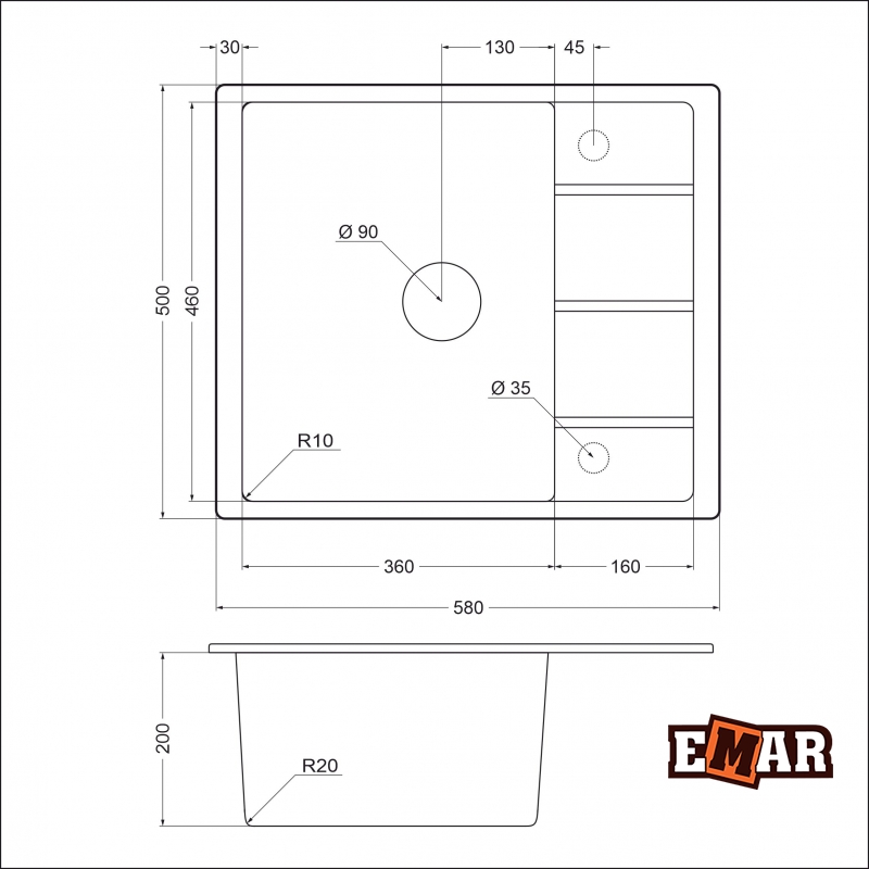 картинка Мойка для кухни Emar EMQ-1580.Q  картинка Мойка для кухни Emar EMQ-1580.Q
