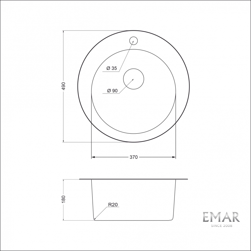 картинка Мойка Emar Steel ЕМ-490 ELECTROLIZE 