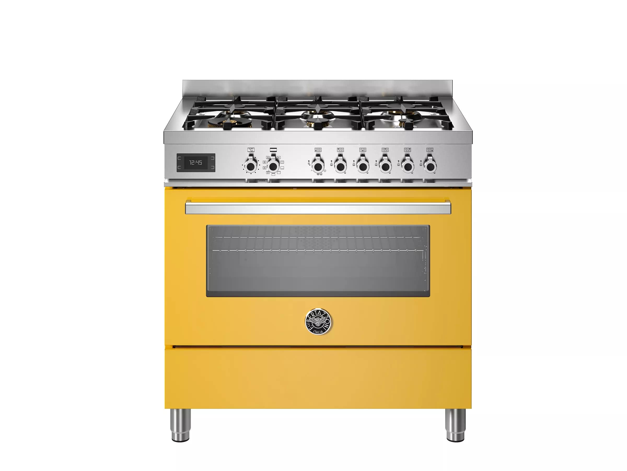 картинка Комбинированная кухонная плита Bertazzoni PRO96L1EGIT жёлтая  картинка Комбинированная кухонная плита Bertazzoni PRO96L1EGIT жёлтая