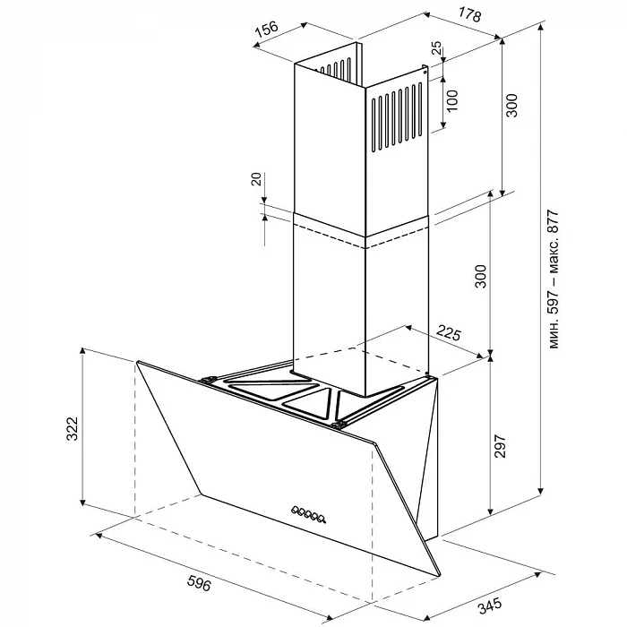 картинка Кухонная вытяжка Krona POLLY 600 BLACK PB 