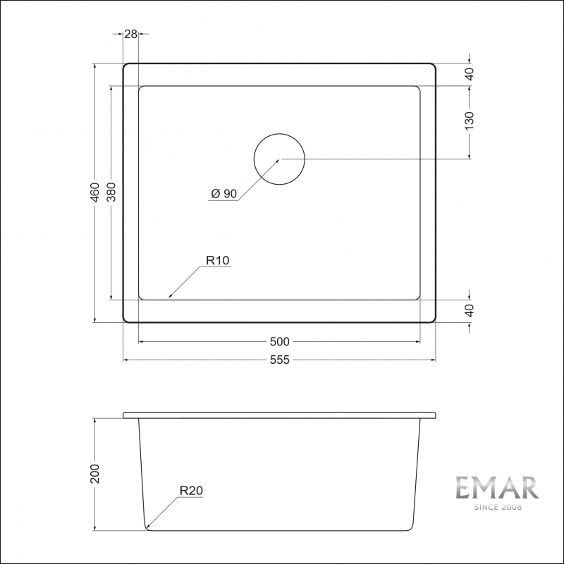 картинка Мойка для кухни Emar EMQ-1555.P  картинка Мойка для кухни Emar EMQ-1555.P