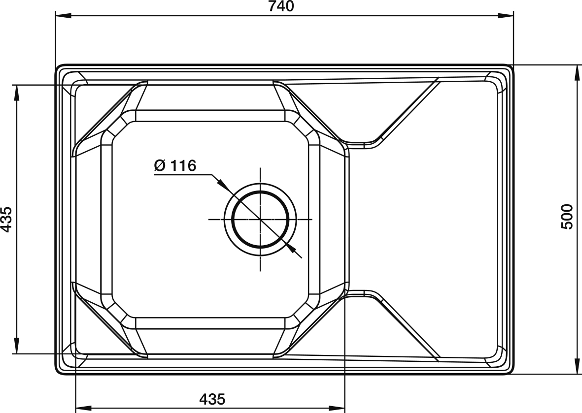 картинка Мойка для кухни Granfest GF-U-740L 