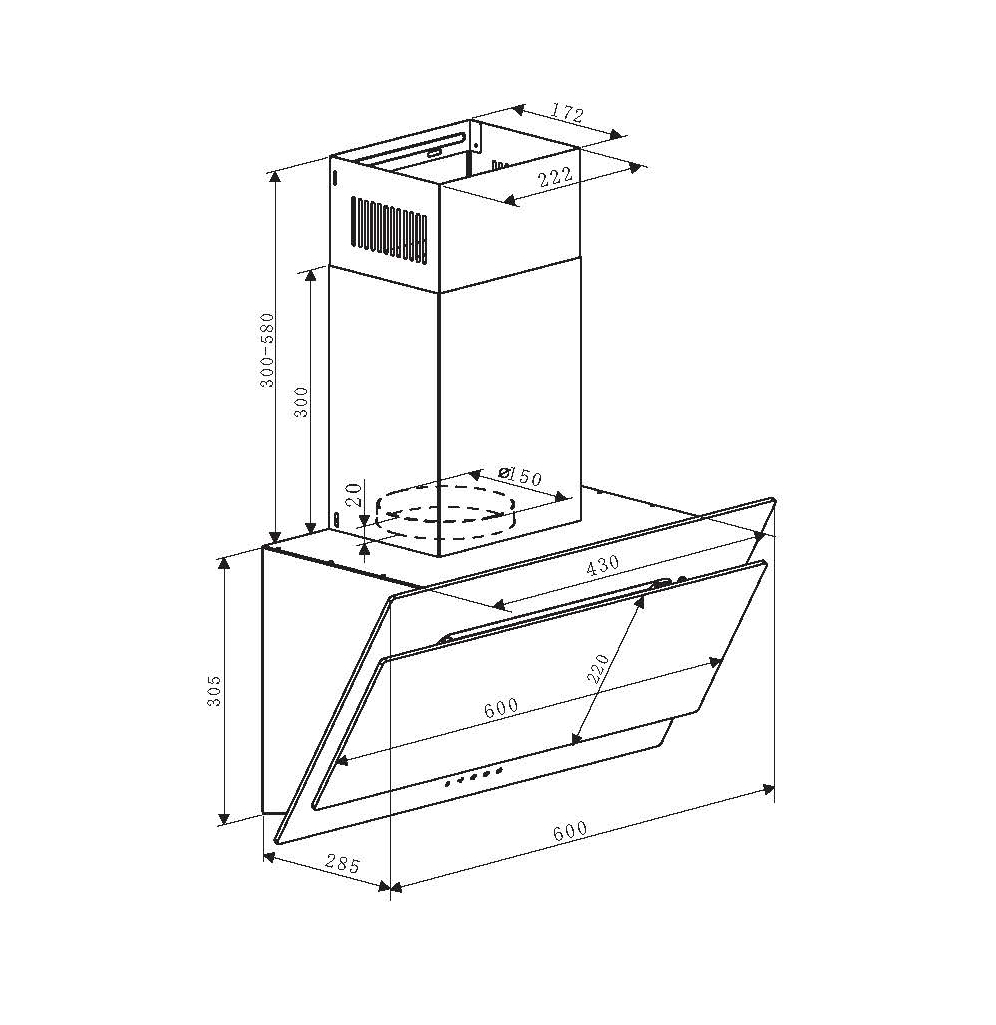 картинка Кухонная вытяжка Weissgauff Phact 60 BL Sensor 