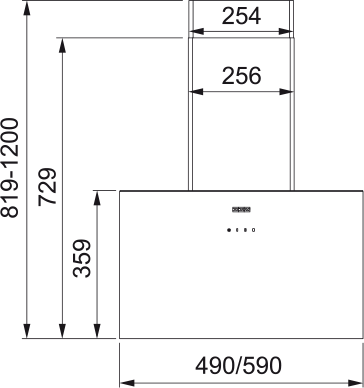 картинка Кухонная вытяжка наклонная Franke LENS BK/SS 50 черная 