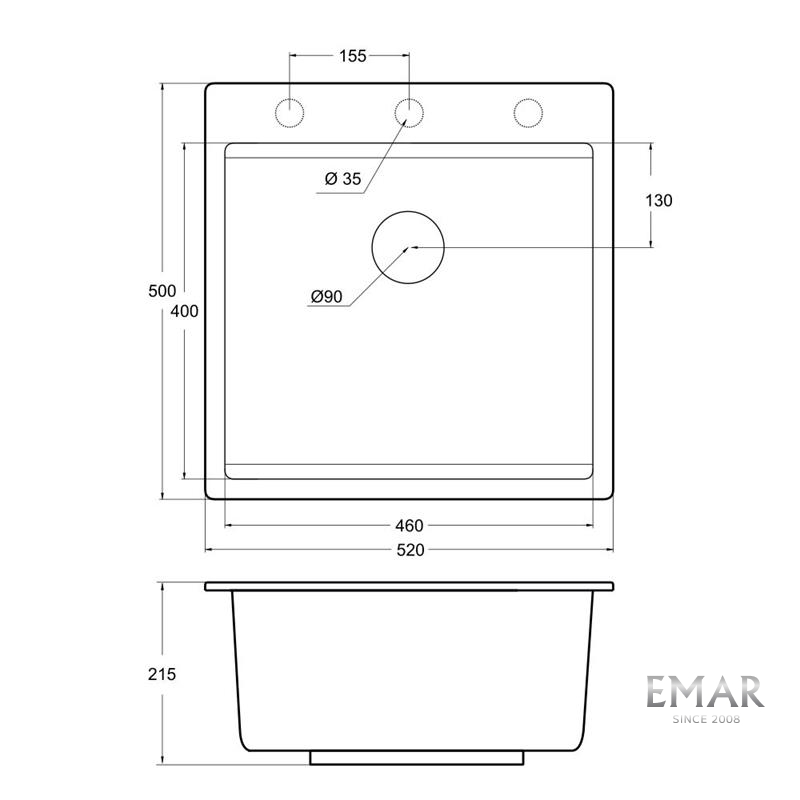 картинка Мойка для кухни Emar Quartz EMQ-1520.Q  картинка Мойка для кухни Emar Quartz EMQ-1520.Q
