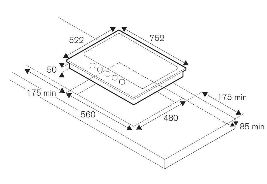 картинка Газовая варочная панель Bertazzoni P755CPROX нержавеющая сталь 