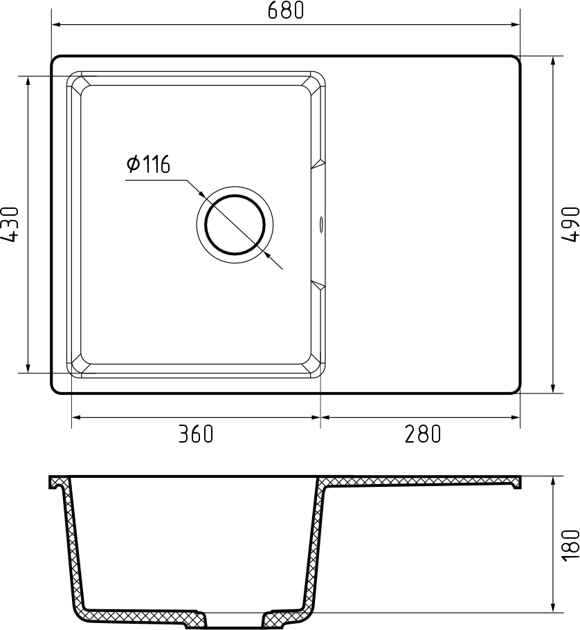 картинка Мойка для кухни Granfest Urban 668L  картинка Мойка для кухни Granfest Urban 668L