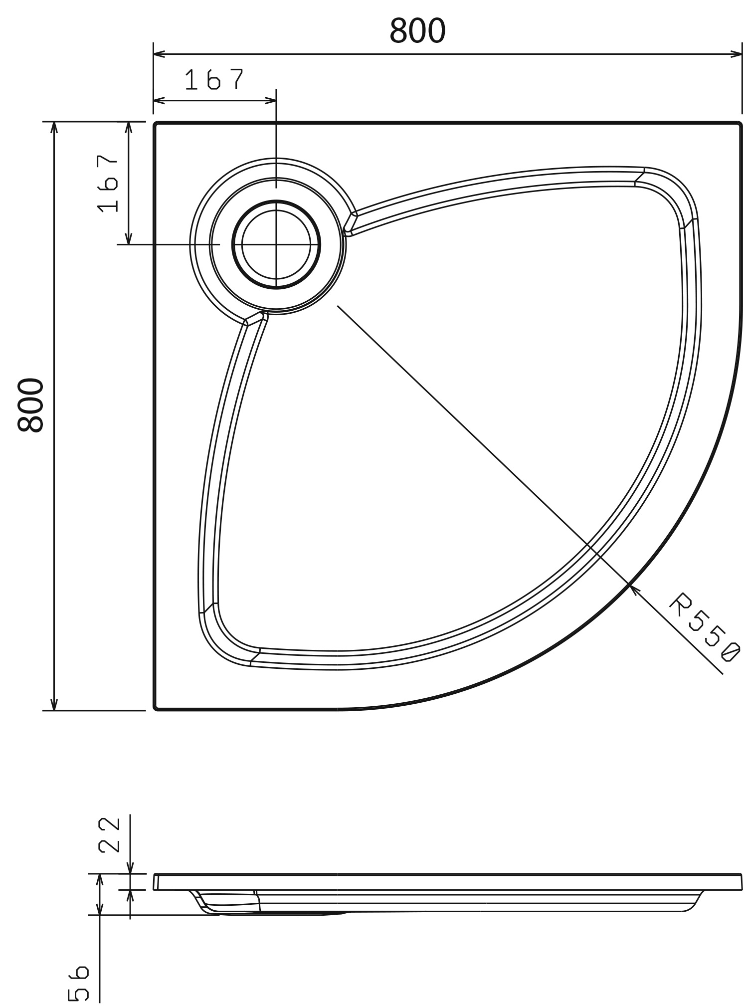 картинка Поддон Florentina Четверть Куга П-1 80*80 