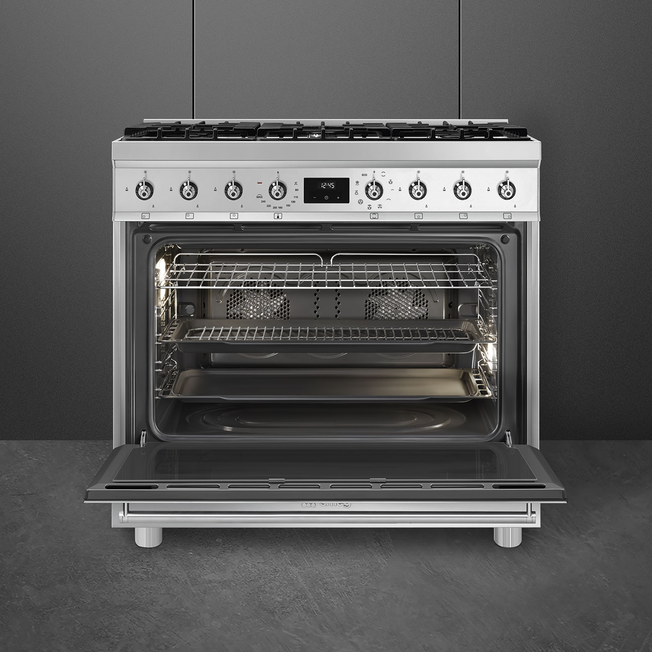 картинка Комбинированная кухонная плита Smeg C9GMX2  картинка Комбинированная кухонная плита Smeg C9GMX2