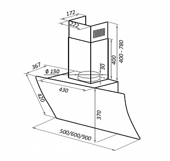 картинка Кухонная вытяжка Maunfeld SKY STAR CHEF 90 Glass Black 