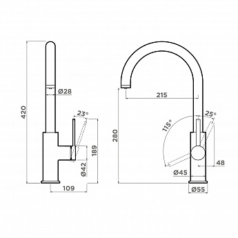 картинка Смеситель Omoikiri Okawa 2 Plus светлое золото 