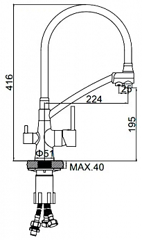 картинка Смеситель Ledeme L4855-2 хром/черный шланг 