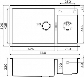 картинка Кухонная мойка Omoikiri TEDORI-86-2-LB 