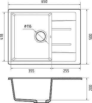 картинка Мойка для кухни Granfest QUADRO GF-Q-650L  картинка Мойка для кухни Granfest QUADRO GF-Q-650L