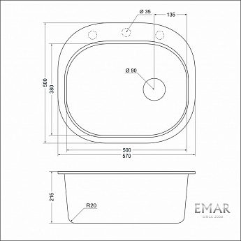 картинка Мойка для кухни Emar EMQ-1570.C  картинка Мойка для кухни Emar EMQ-1570.C