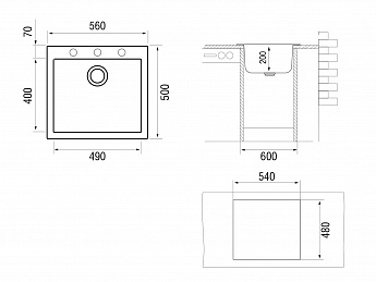картинка Мойка Longran CUBE CUG 560.500 