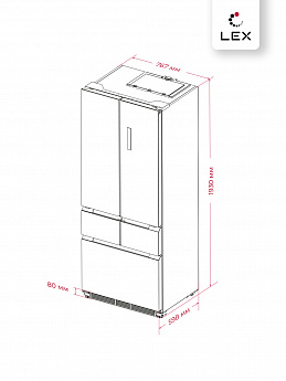 картинка Полувстраиваемый холодильник Lex LFD424STGIDBI каменно-серая стеклянная дверца 