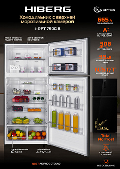 картинка Отдельностоящий холодильник Hiberg  i-RFT 750G B черный 