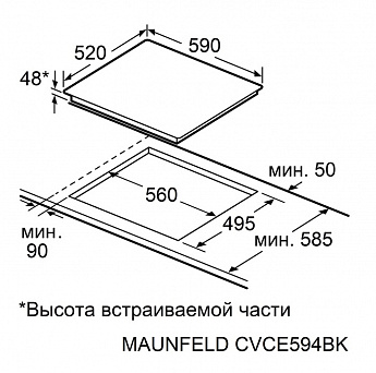 картинка Варочная панель Maunfeld CVCE594BK  картинка Варочная панель Maunfeld CVCE594BK