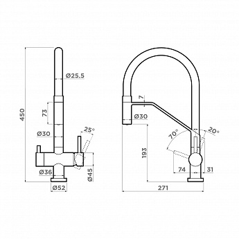 картинка Смеситель Omoikiri AKENO-GM вороненная сталь 
