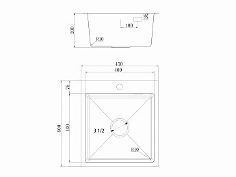 картинка Кухонная мойка Ukinox Практика PRB500.450 с выпуском 