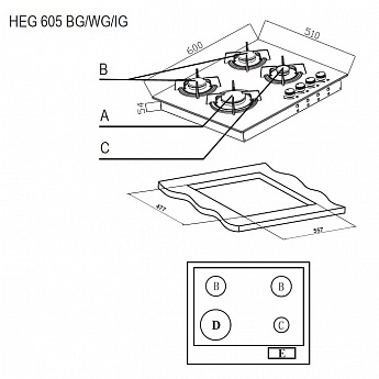 картинка Варочная панель Evelux HEG 605 WG  