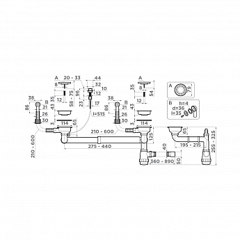 картинка Арматура с клапаном-автоматом для двухчашевых моек WK-2-R-A 