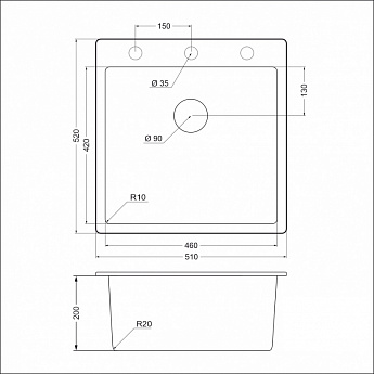картинка Мойка для кухни Emar EMQ-1510.Q 