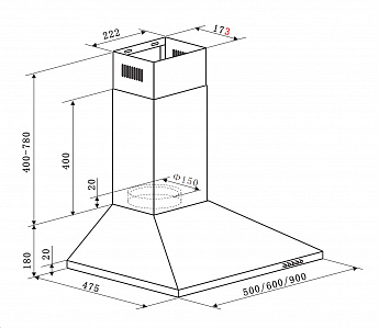 картинка Кухонная вытяжка Weissgauff Zosma 50 PB BL 