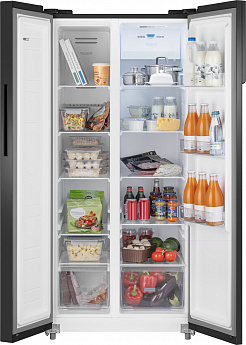 картинка Отдельностоящий холодильник Weissgauff WSBS 500 Inverter NoFrost Black Glass 