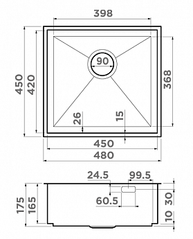 картинка Мойка Omoikiri KASEN 48-26 INT LG  картинка Мойка Omoikiri KASEN 48-26 INT LG