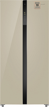 картинка Отдельностоящий холодильник Weissgauff WSBS 500 Inverter NoFrost Beige Glass 