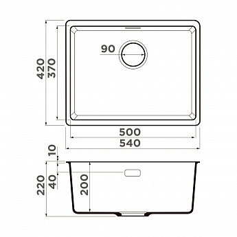 картинка Кухонная мойка Omoikiri KATA-54-U 