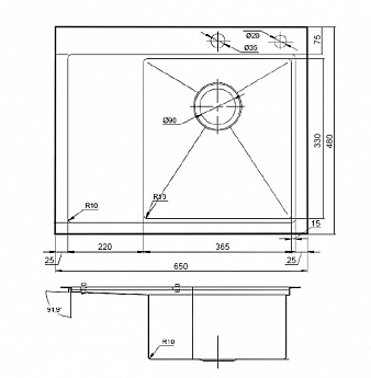 картинка Кухонная мойка Gerda GS 6548L S сатин  