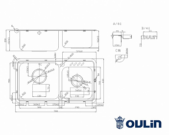 картинка Мойка для кухни Oulin OL-H9903  картинка Мойка для кухни Oulin OL-H9903