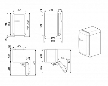 картинка Отдельностоящий мини-бар Smeg FAB5LSV5 