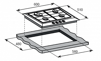 картинка Газовая варочная панель Weissgauff HGG 641 BGh Nano Glass 