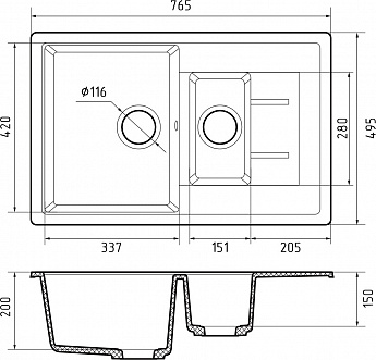 картинка Мойка для кухни Granfest GR-Q775KL 