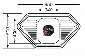 картинка Мойка для кухни Premial 9550B матовая (0,8мм) 