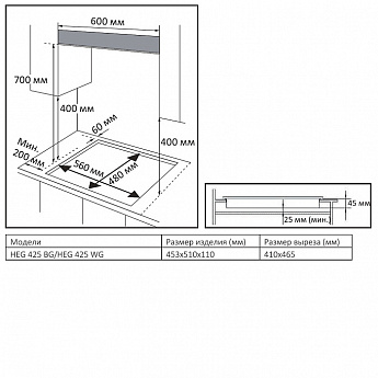 картинка Газовая варочная панель Evelux HEG 425 BG 